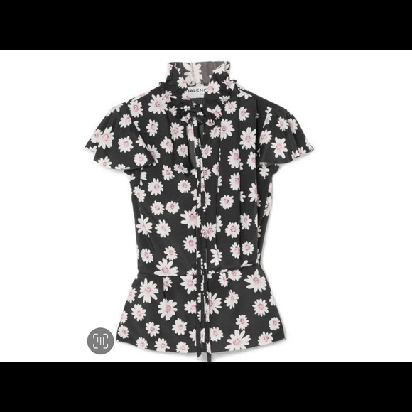 Balenciaga Tops - Balenciaga top floral print tie neck M